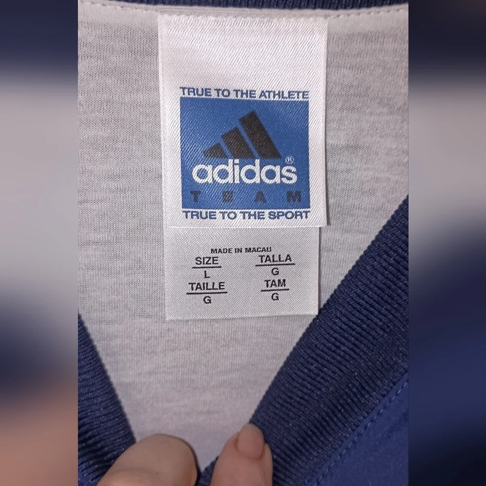 Adidas Blue Windbreaker Pullover V-neck Jacket Large